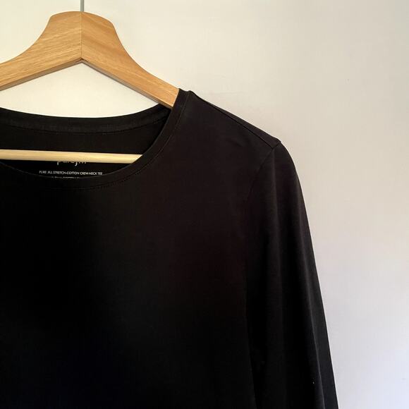 purejill stretch-cotton crewneck tee women's size medium pima cotton black top - Picture 2 of 5